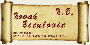 Novak Biculović vizit kartica